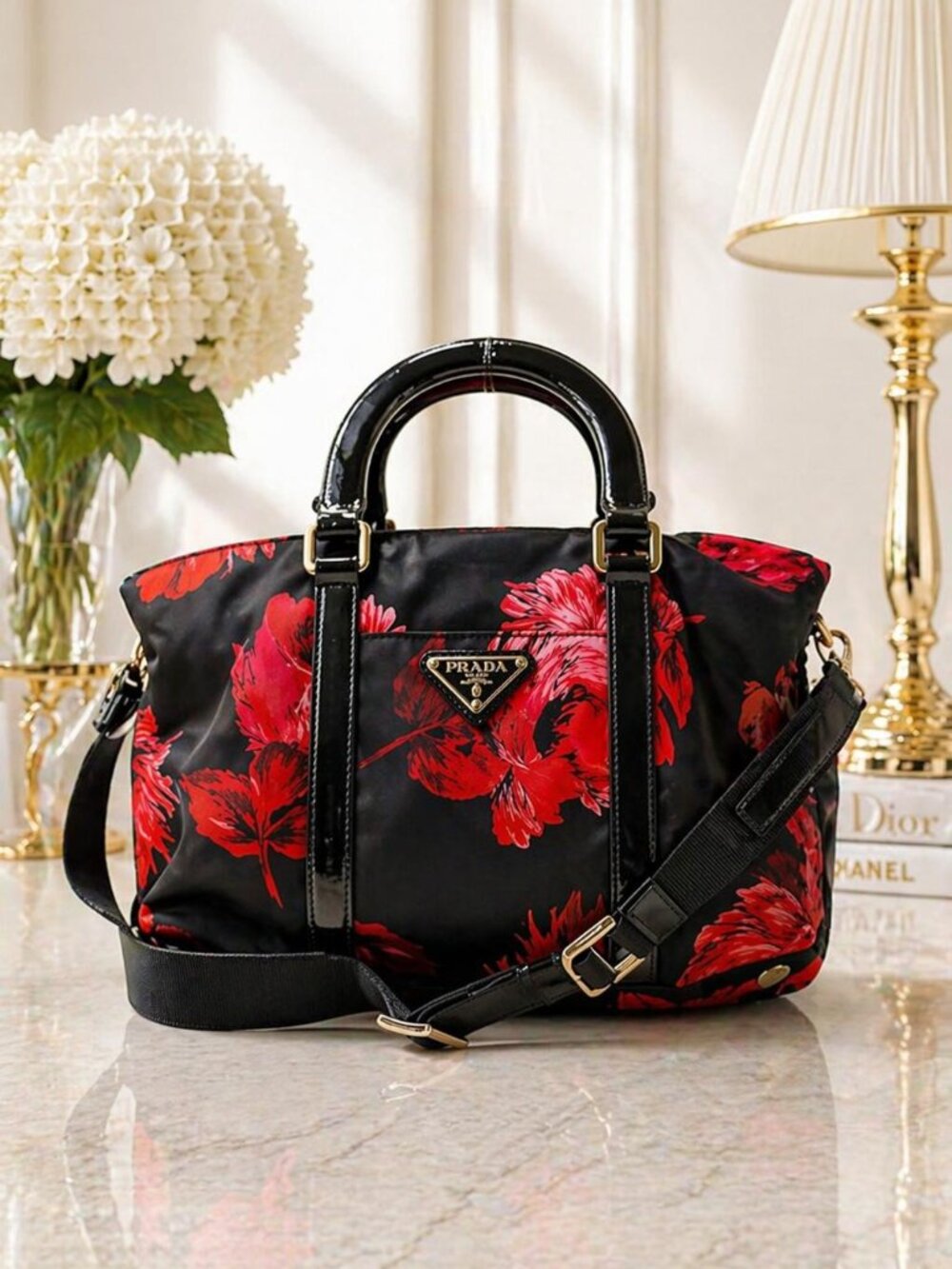 Authentic Prada Black Nylon Hand Bag LC339-022326